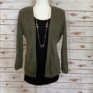 Joseph A olive green long sleeve cardigan size XL